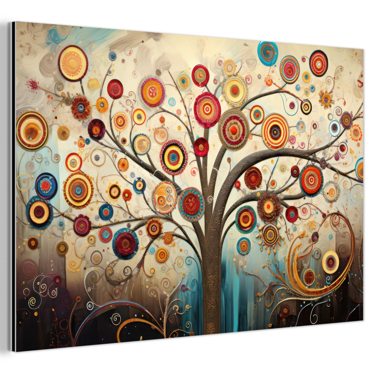 METALLBILD Baum - Baum des Lebens - Farbe Wanddeko 90x60 cm - Braun, Metall (90/60cm) - MuchoWow