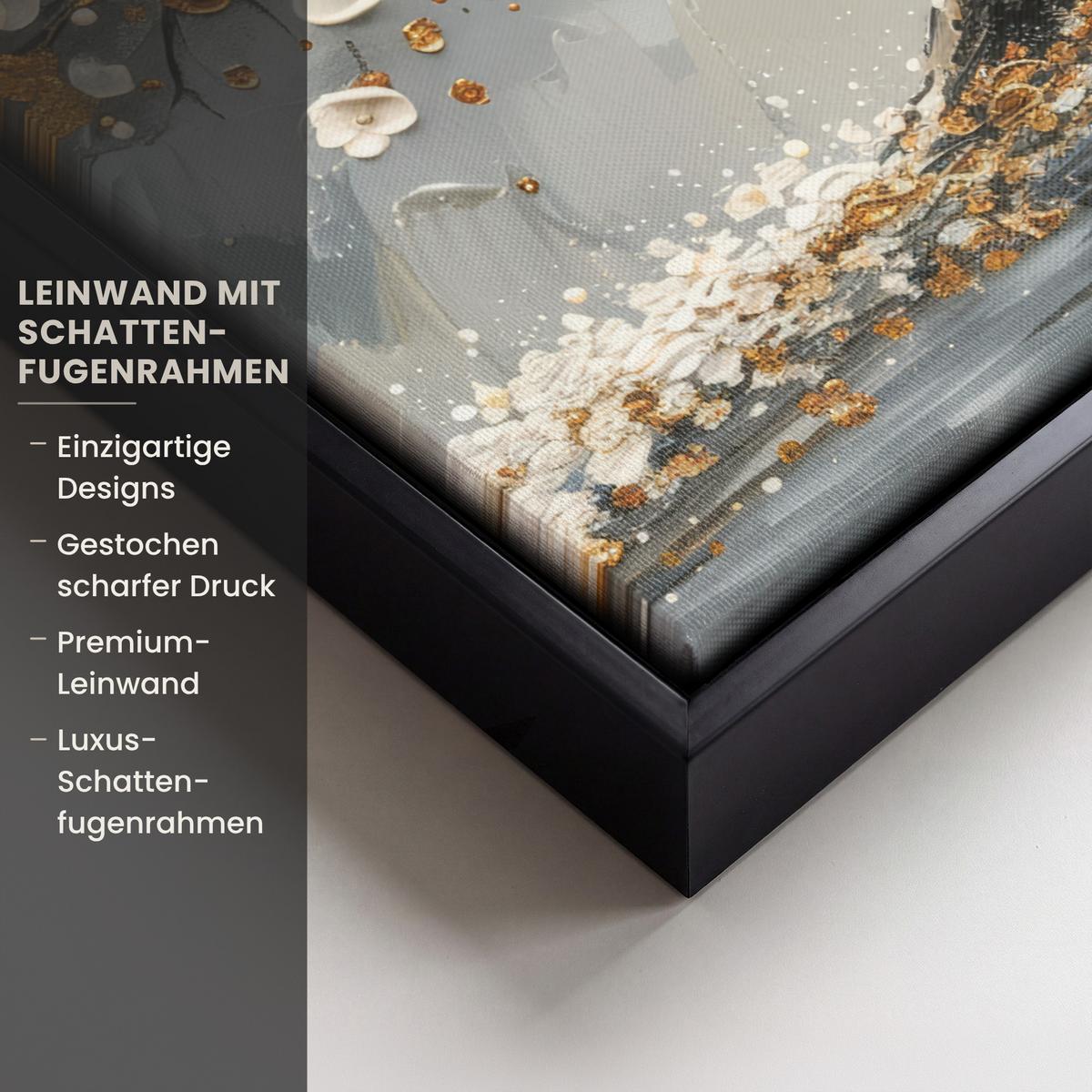LEINWAND Bilder mit Rahmen - Baum - Blumen - Weiß - Natur - Kunst - 30x40 - Weiß, Textil (30/40cm) - MuchoWow