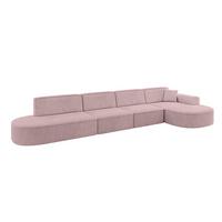 ECKSOFA Ottomane Rechts MARI-L3 - 413x171x79 cm Rosa Cord - Schwarz/Rosa, Holzwerkstoff/Kunststoff (171/413cm) - ALTDECOR