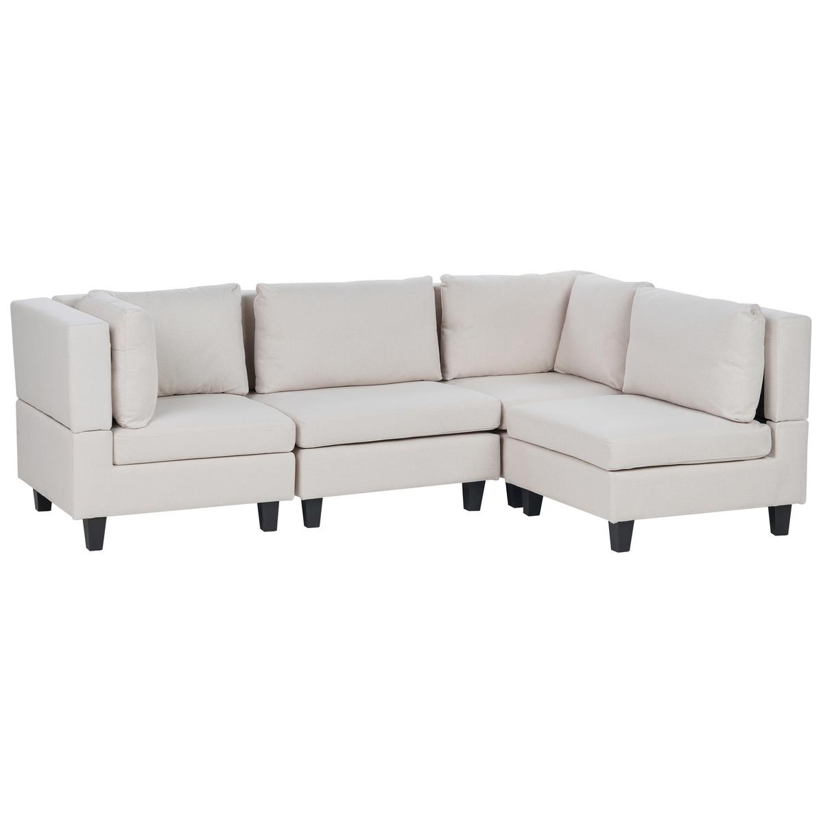 ECKSOFA Modul 4-Sitzer linksseitig Hellbeige Stoff Unstad - Beige/Schwarz, Textil (228/152cm) - Beliani