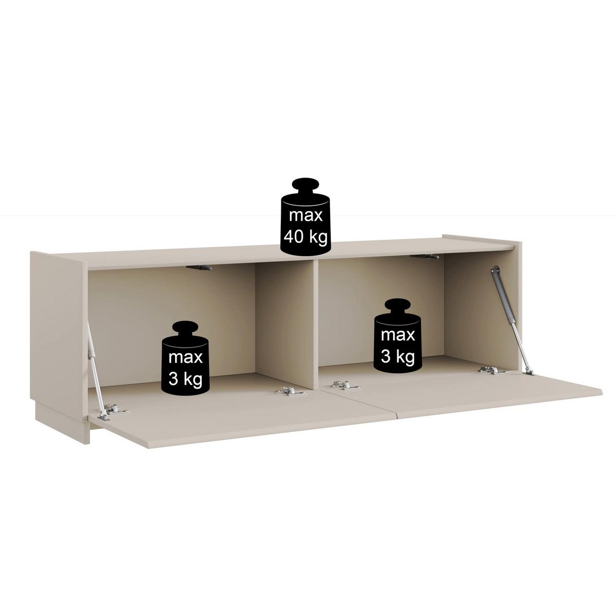 TV-LOWBOARD Magro 2-türig hängend oder stehend, Kaschmirgrau, 140 cm - Taupe, Holzwerkstoff (140/46.2/39cm) - Selsey