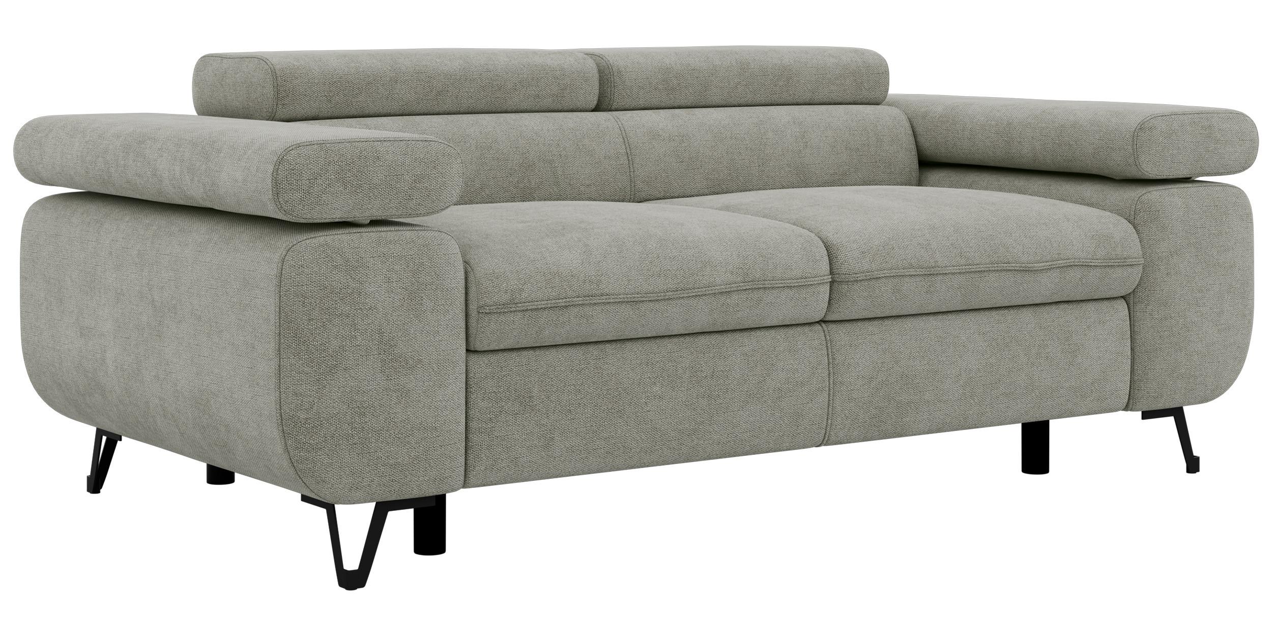 2-SITZER SOFA PETER - Hellgrau Stukture - Hellgrau/Schwarz, Textil/Metall (200/76/99cm) - MKS