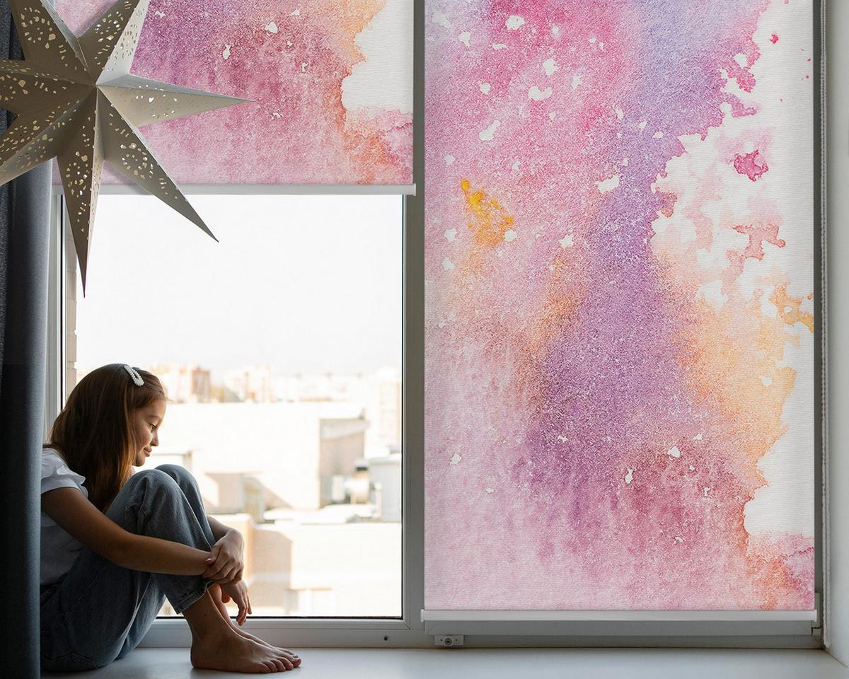 INNENROLLO - Fensterrollo - Rollo - 120x140 cm - Künstlerischer Farbklecks - Pink, Kunststoff (120/140/0.5cm) - TULUP