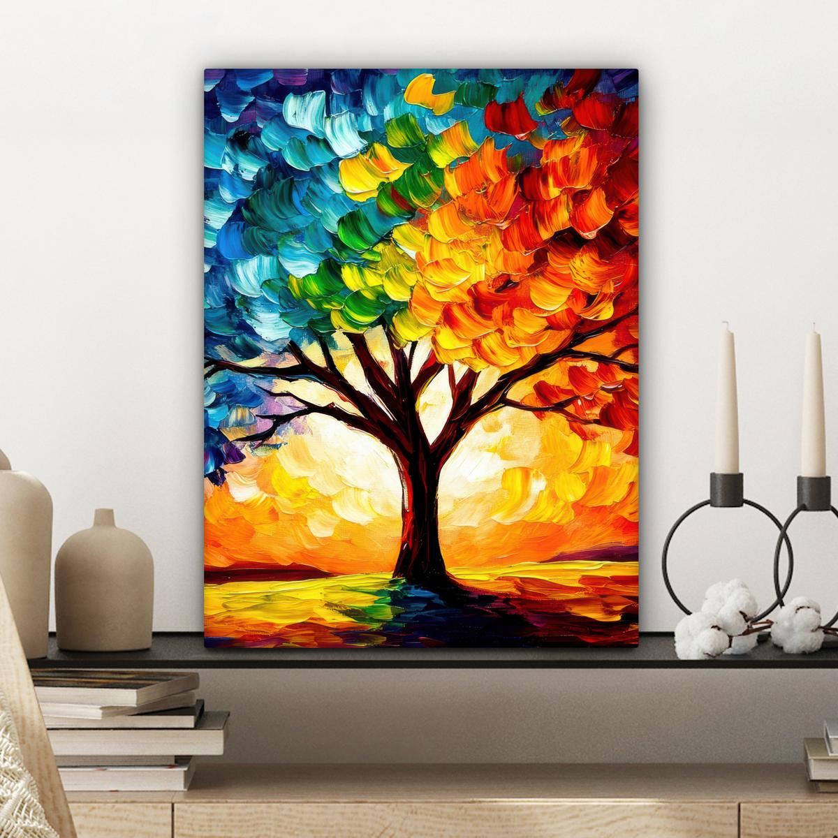 LEINWANDBILD Baum - Kunst - Natur - Sonnenuntergang Room Decor 30x40 cm - Multicolor, Textil (30/40cm) - MuchoWow