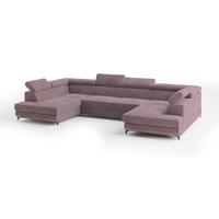 WOHNLANDSCHAFT VINTESSA Lila Velours-Stoff mit Schlaffunktion - Lila, Holz (323/89/190cm) - MASSENO