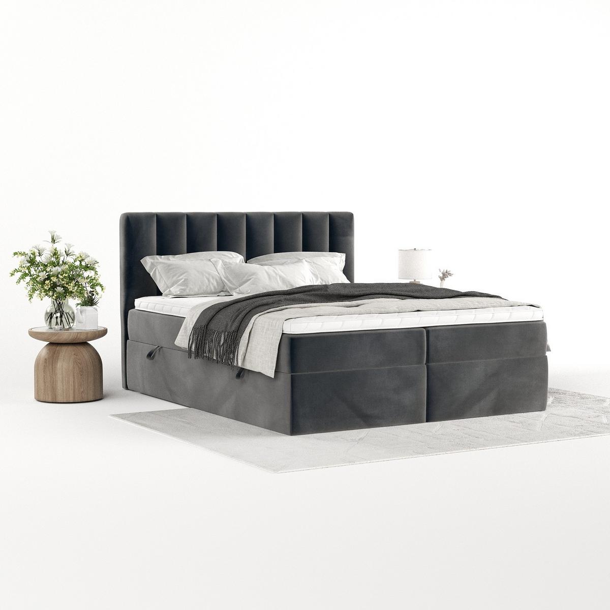 BOXBETT Bari 200/200 cm Anthrazit im Paros Stoff - Anthrazit, Holz/Holzwerkstoff (200/200cm) - AltaBeds