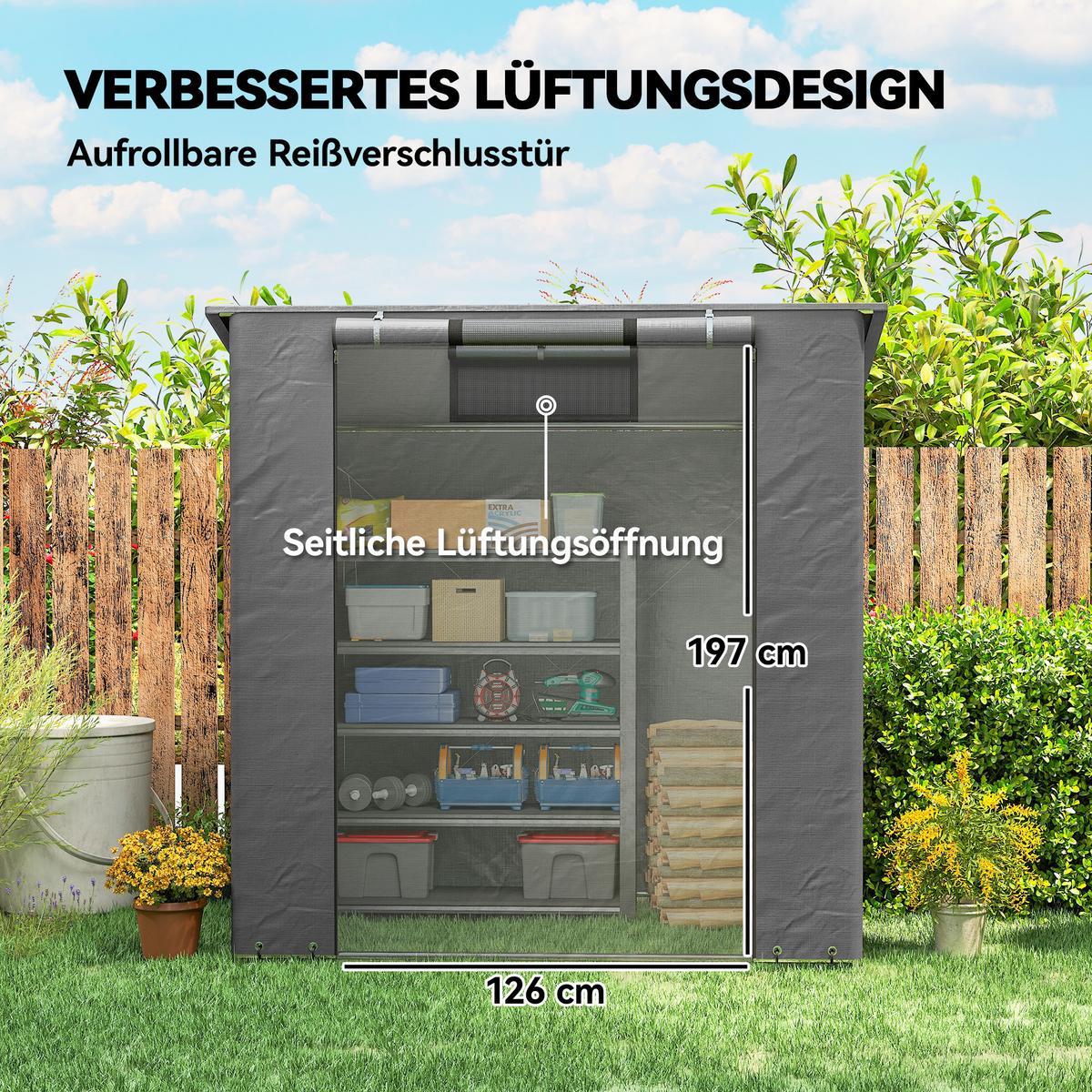 ZELTGARAGE Verzinkter Stahl PE Dunkelgrau - Dunkelgrau, Metall (120/204/187cm) - Outsunny