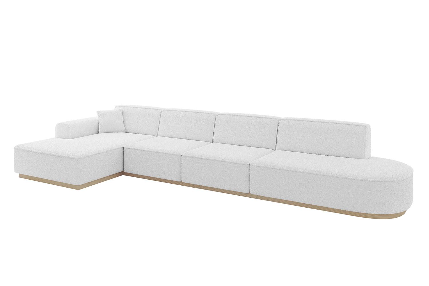 ECKSOFA Ottomane Links IREA-L3 - 412x165x80 cm Weiß - Weiß, Holzwerkstoff/Textil (412/165cm) - ALTDECOR