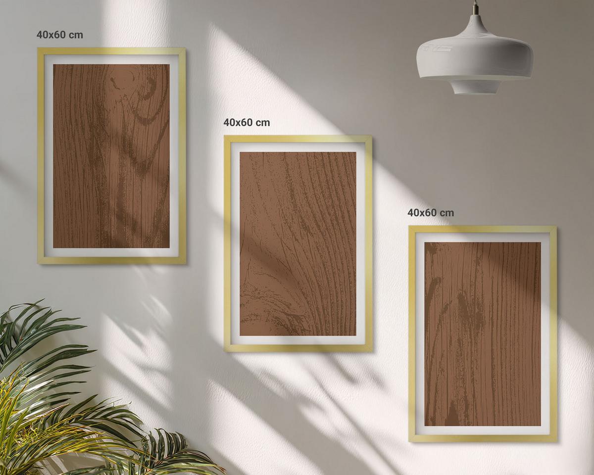 BILDER SET 3er Set - 40x60 cm Goldrahmen - Holzstruktur, Rinde, Minimalismus - Goldfarben, Kunststoff (40/60cm) - TULUP