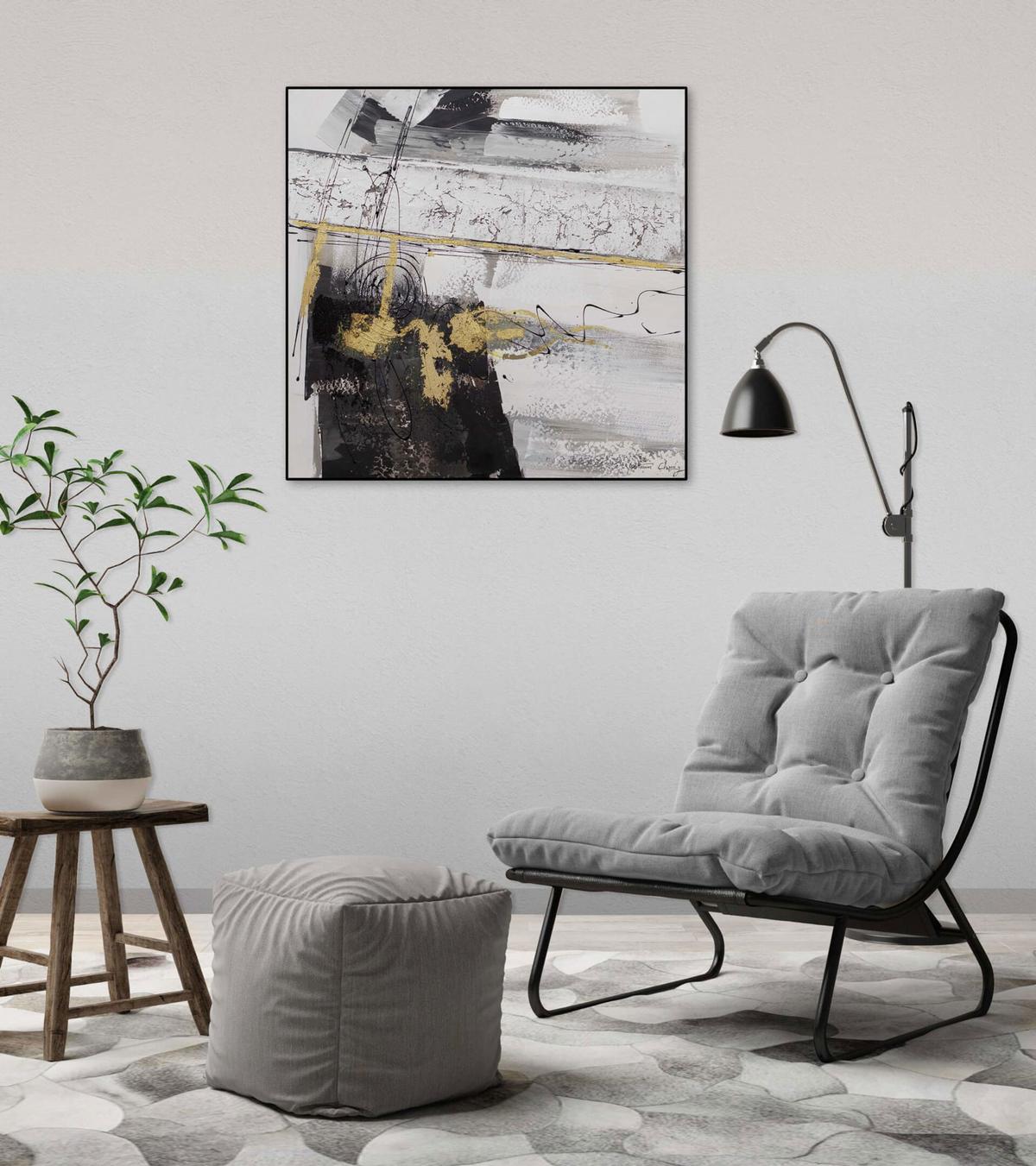 ACRYLBILD HANDGEMALT 60/60 cm - Grau, Holz/Textil (60/60cm) - KUNSTLOFT