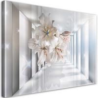 LEINWANDBILD Blumen im 3D Korridor 120x80cm - Beige, Textil (120/80cm) - Feeby