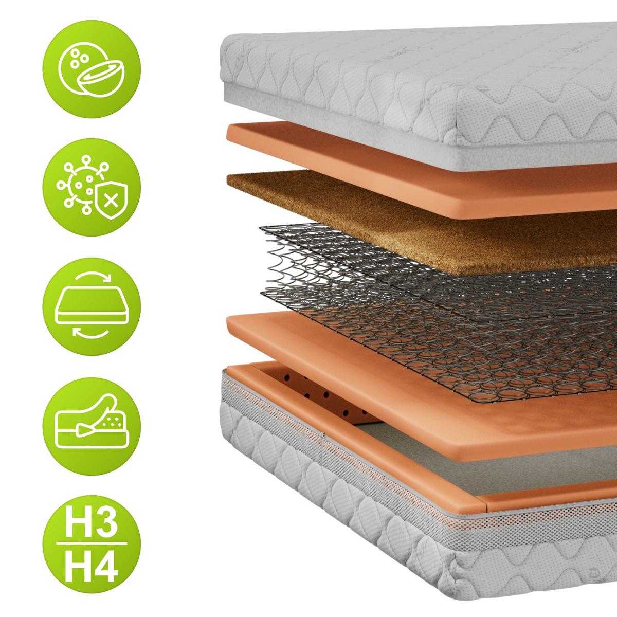 FEDERKERNMATRATZE NOVA - 140/200 - H3/H4 - Sivo - Weiß, Textil (140/200cm) - MKS