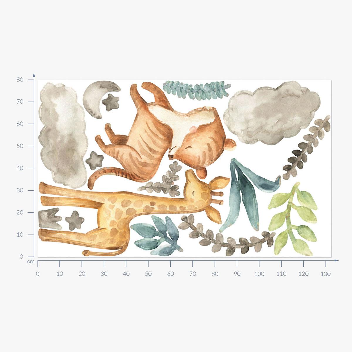 WANDAUFKLEBER 80x132cm - Pflanzen und Tiere - Multicolor, Kunststoff (80/132/0.1cm) - Wallfluent