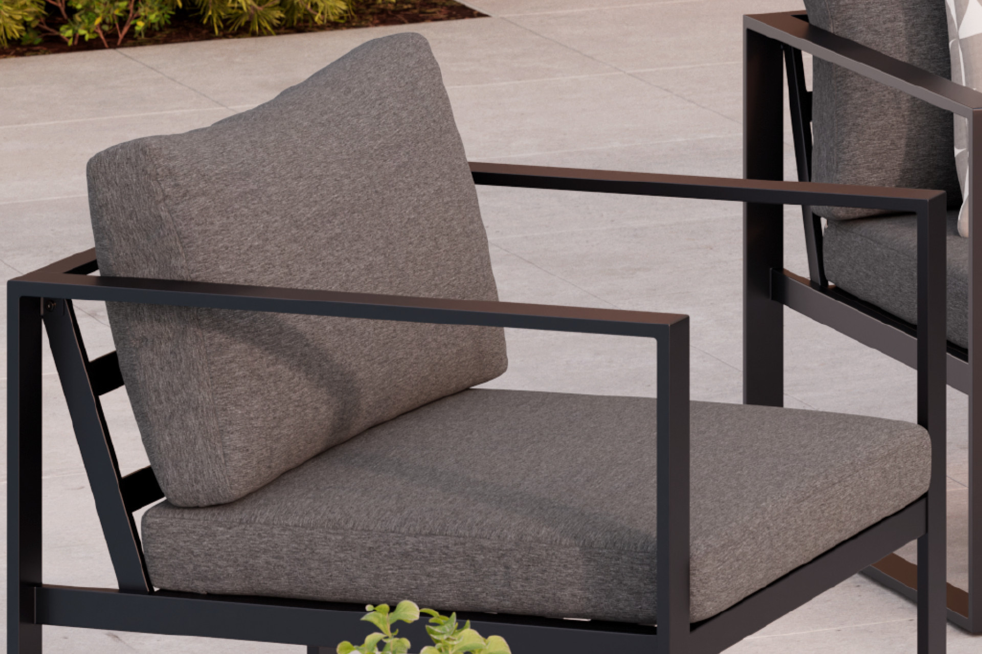 Loungegarnitur Anthrazit Stuhl Sitzbank Rücken- und Sitzkissen Webstoff imprägniert abnehmbar und waschbar 