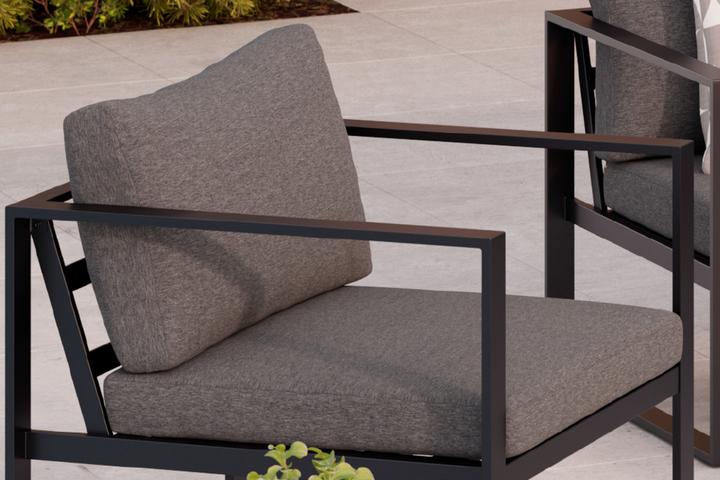 Loungegarnitur Anthrazit Stuhl Sitzbank Rücken- und Sitzkissen Webstoff imprägniert abnehmbar und waschbar