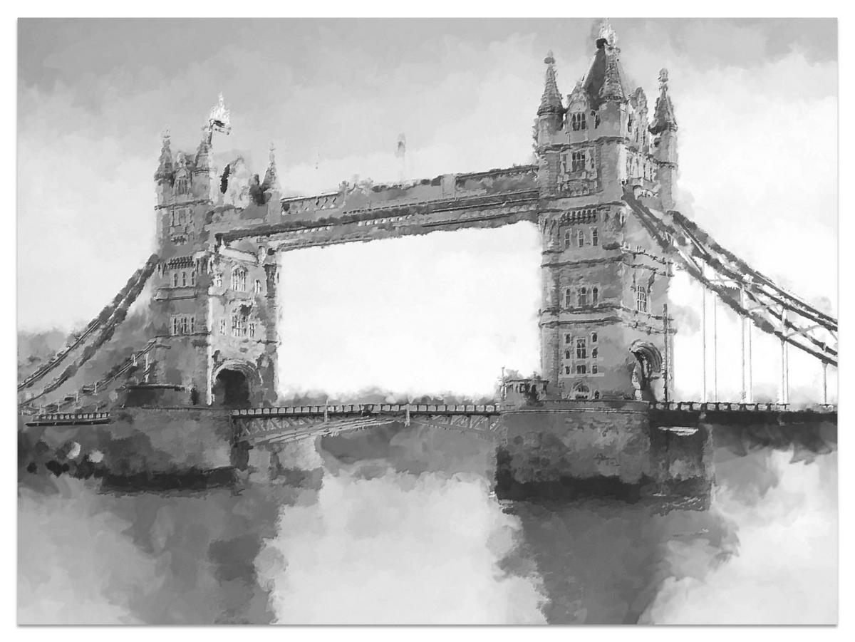 FOTOTAPETE für Wohnzimmer Tower Bridge Vintage Stil 500x350 - Schwarz/Grau, Papier (500/350cm) - Muralo