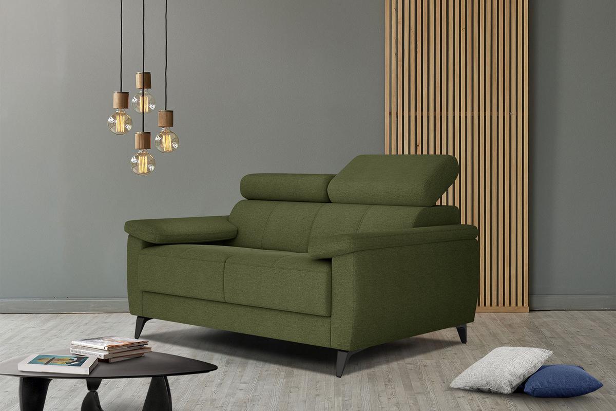 SOFA TAUNUS 2-Sitzer, grün - Schwarz/Grün, Holzwerkstoff/Textil (141/80/102cm) - Wozimo