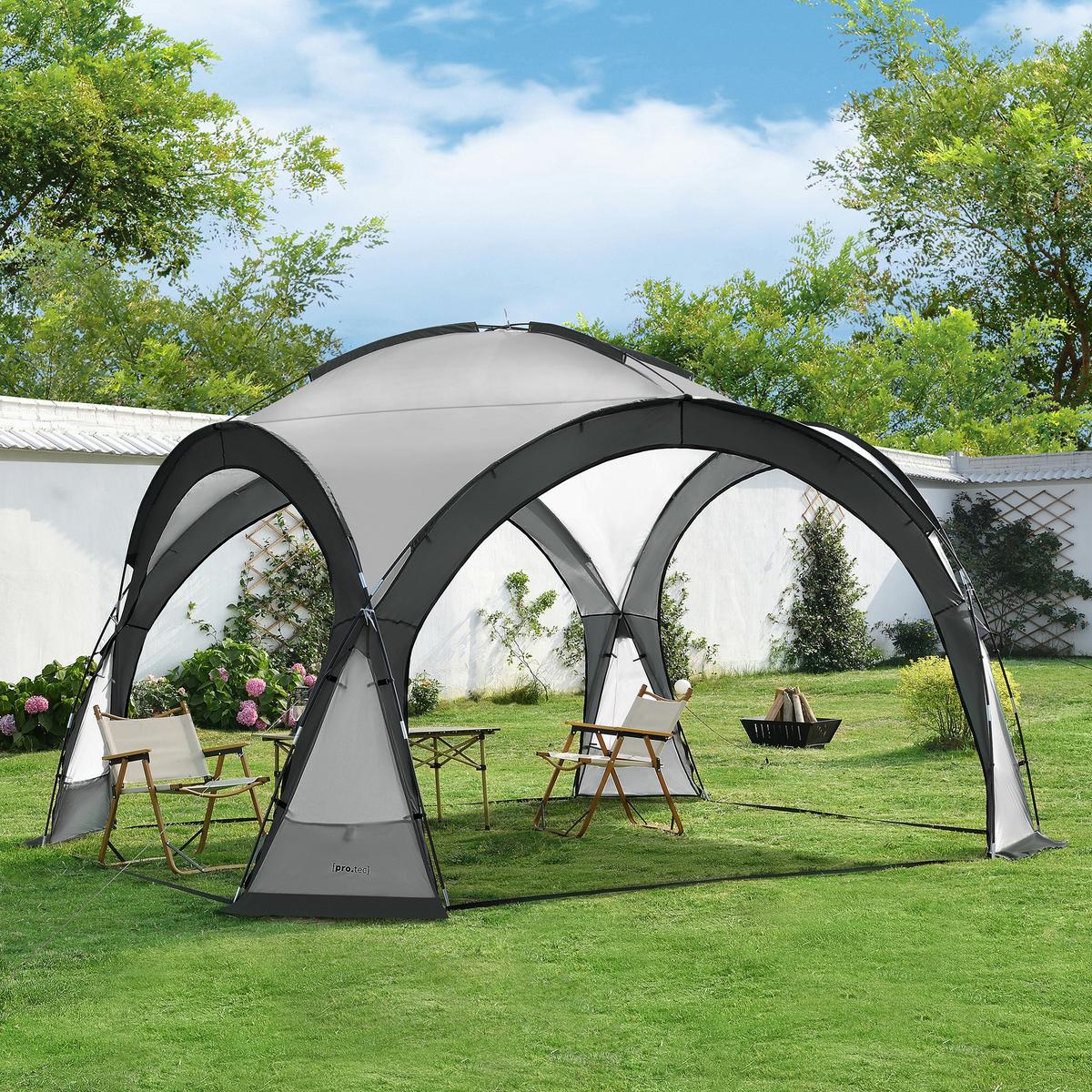 PAVILLON Grästorp - Dunkelgrau/Hellgrau, Textil (345/247/345cm) - pro.tec