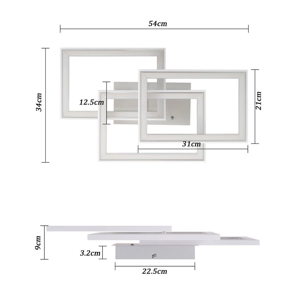 LED-DECKENLEUCHTE Lieselotte 54/34/9 cm - Weiß, Metall (54/34/9cm) - Nettlife