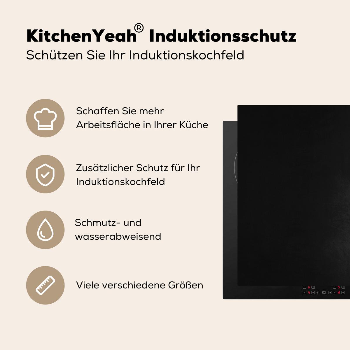 HERDABDECKPLATTE Beton - Schwarz - Grau - Strukturiert - Industriell Ceranfeldabdeckung 76x51.5 cm - Graphitfarben, Kunststoff (76/51.5/0.2cm) - MuchoWow