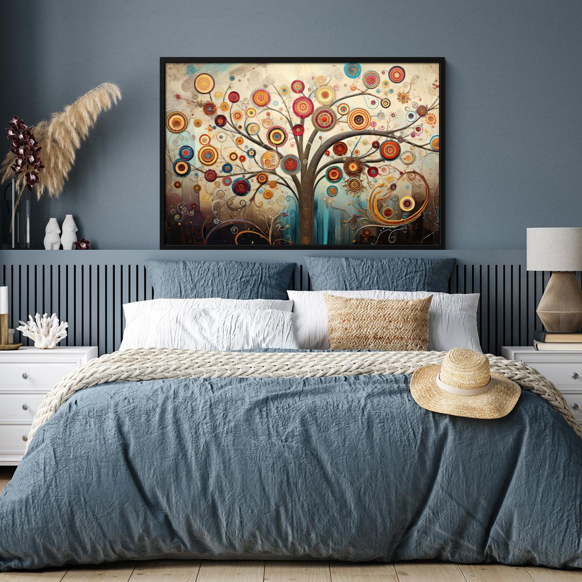 POSTER MIT RAHMENGERAHMTES BILD Baum - Baum des Lebens - Farbe 120x80 cm - Braun, Papier (120/80cm) - MuchoWow