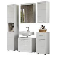 BADMÖBEL-SET weiß Hochglanz 5-teilig 163 x 190 cm, Badkombination in modernem Design - Weiß, Glas/Holzwerkstoff (163/190/34cm) - Top.Furn