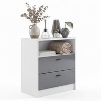 KOMMODE Pino Fronten in Grau Hochglanz - Grau, Holzwerkstoff (56/67.5/36cm) - Vladon