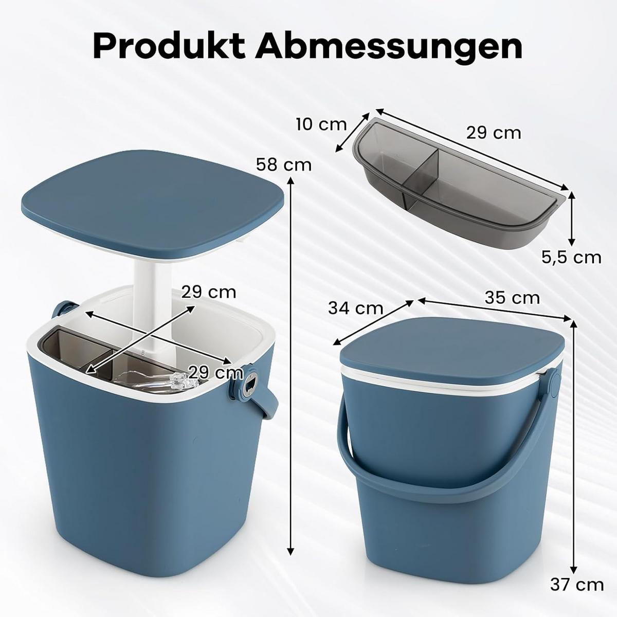 BEISTELLTISCH Blau - Blau, Kunststoff (34/35/37cm) - COSTWAY