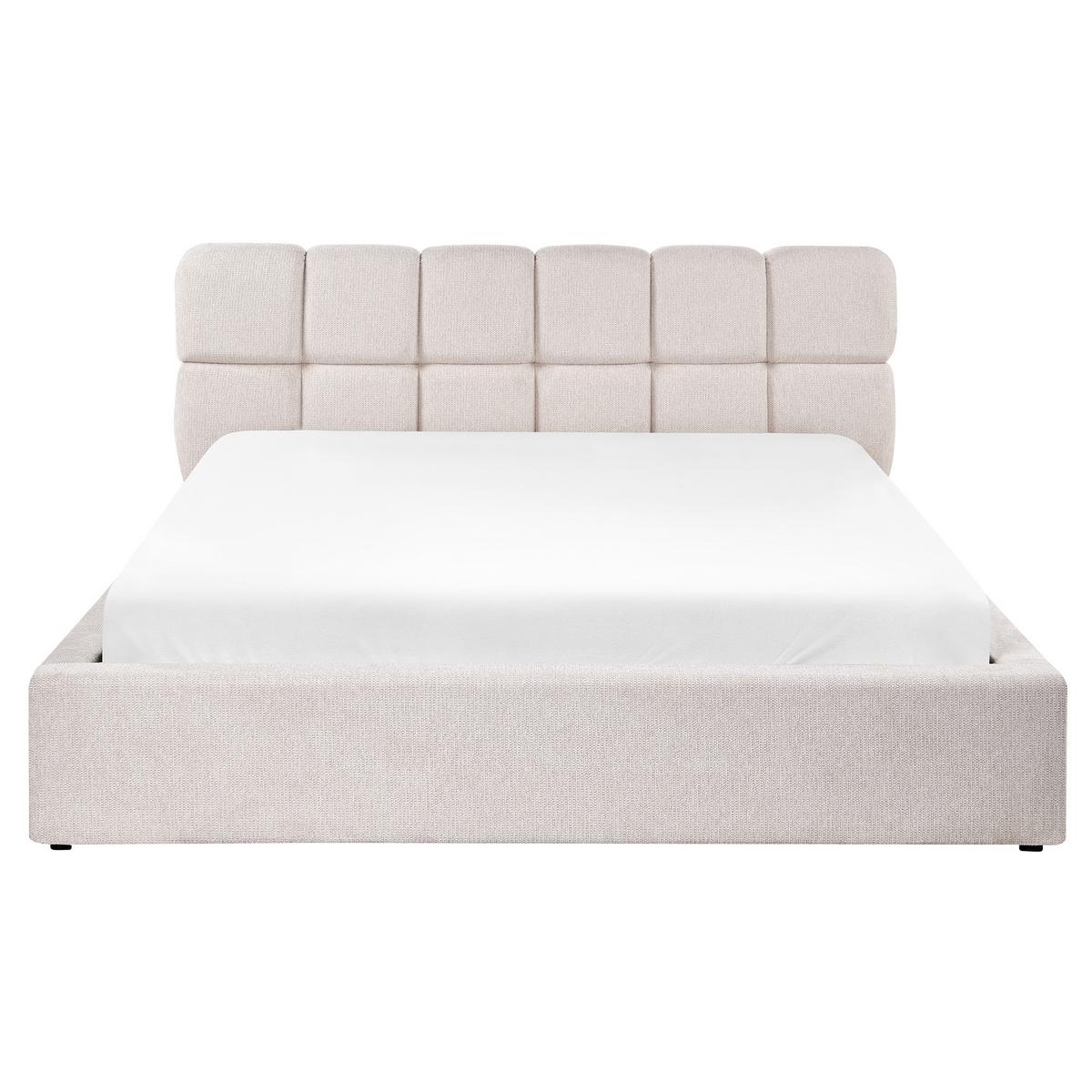 BETT mit Stauraum 160/200 cm Stoff Hellbeige Baston - Beige, Textil (160/200cm) - Beliani