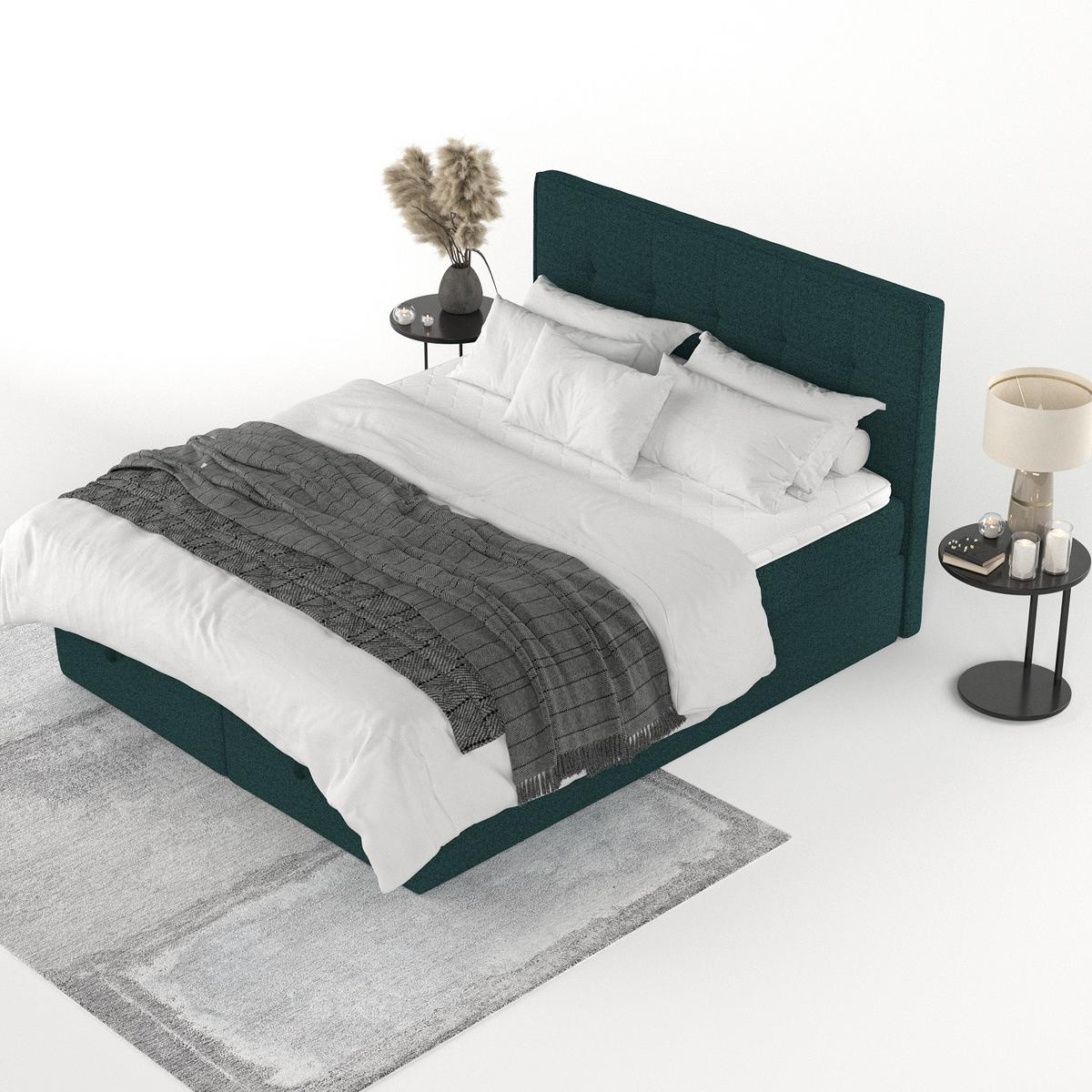 BOXBETT Tivra 140/200 cm Grün im Riva Stoff - Schwarz/Grün, Holz/Holzwerkstoff (140/200cm) - AltaBeds