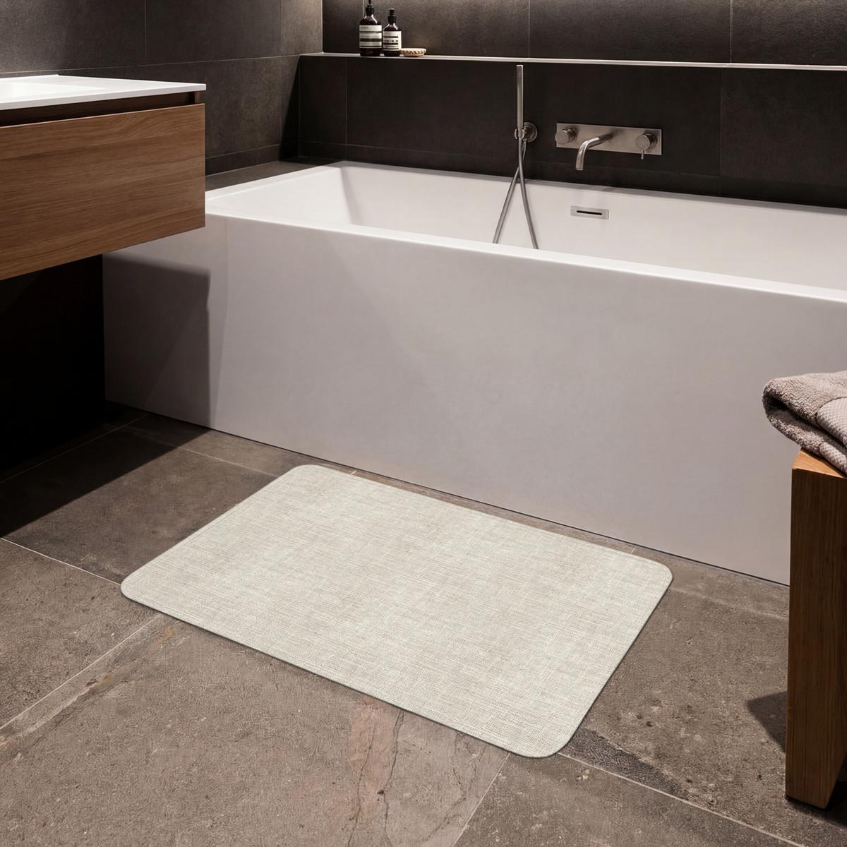BADEMATTE Leinen - Textur - Beige 80x50 cm - Beige, Textil (80/50cm) - OnlyWow
