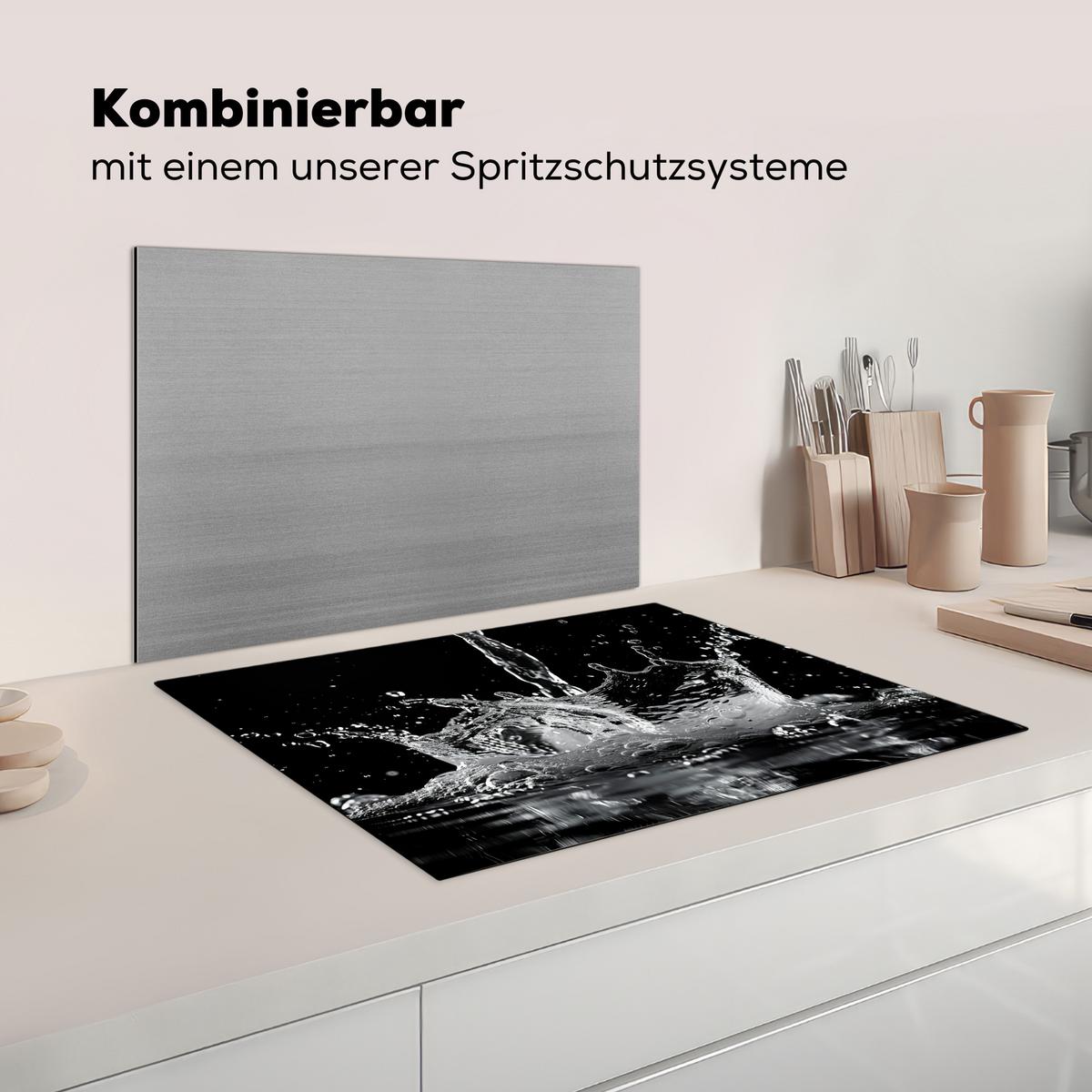 HERDABDECKPLATTE Wasser - Spritzwasser - Schwarz Induktionsmatte 71x52 cm - Schwarz, Kunststoff (71/52/0.2cm) - MuchoWow