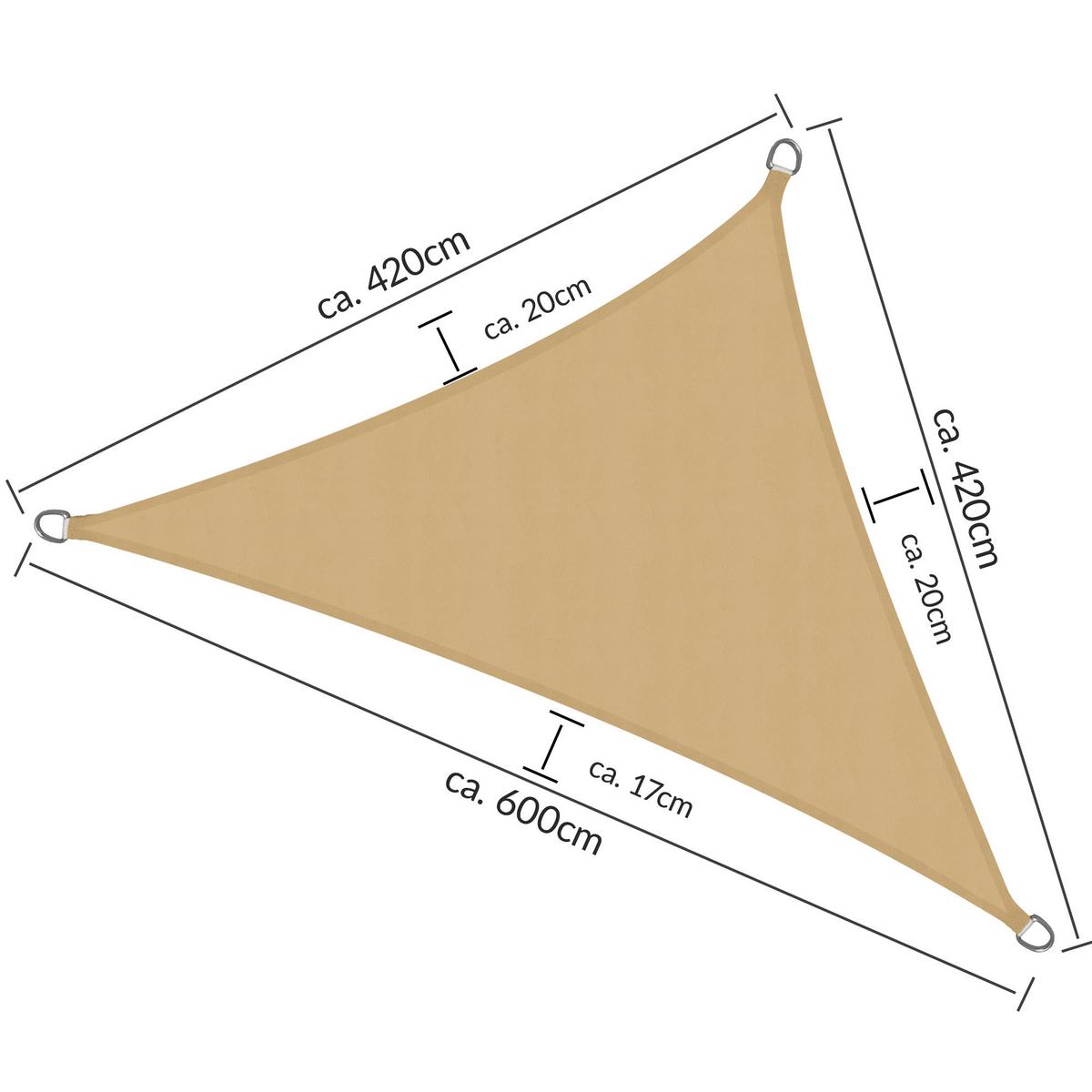 SONNENSEGEL SolVision PS9 420/420/600 cm dreieckig Sand PE - Sandfarben, Kunststoff (420/420cm) - Sol Royal