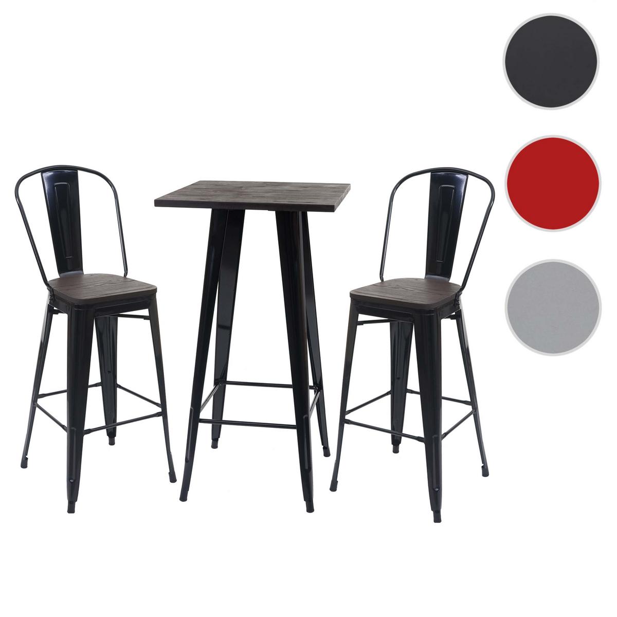 STEHTISCH-SET METALL rechteck Schwarz 3er-Set - Schwarz, Holz (60/60/117cm) - MCW
