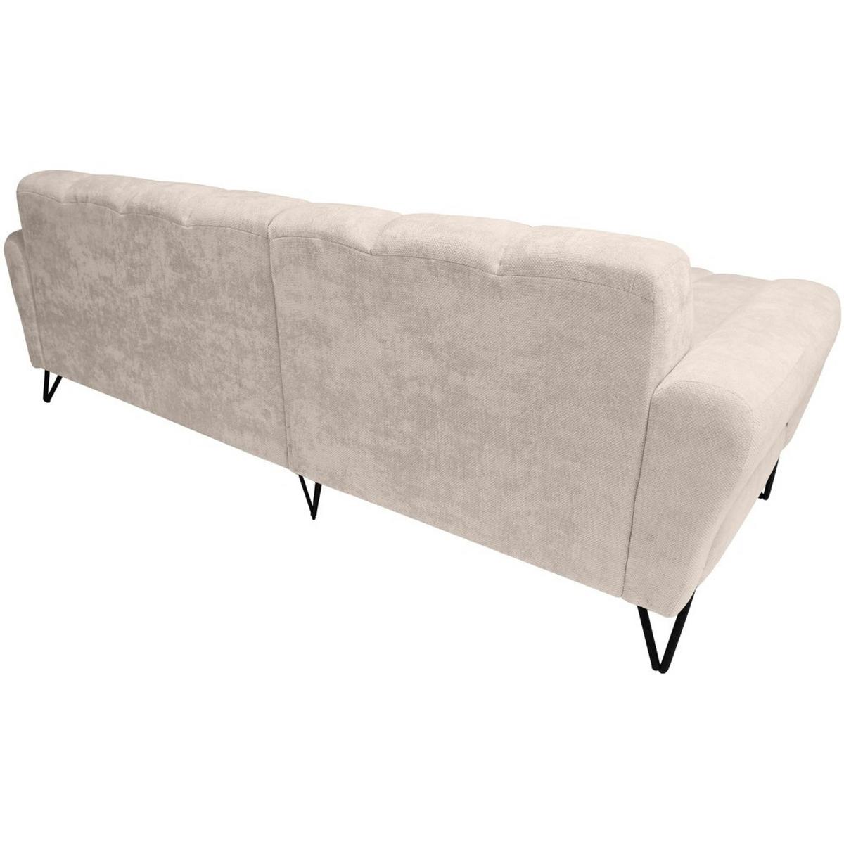 ECKSOFA Volare Mini ohne Schlaffunktion beige links, Vega-Stoff - Beige/Schwarz, Textil/Metall (256/165cm) - Beautysofa