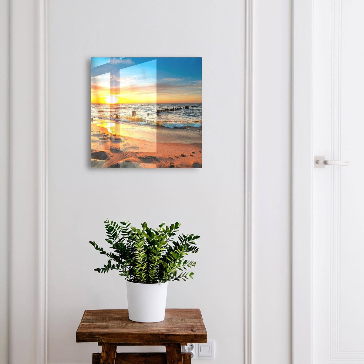 SCHLÜSSELBOX Schwarz 30x30 cm- Türöffnung nach rechts - Sonnenuntergang - Gelb, Metall (30/30/5cm) - TULUP