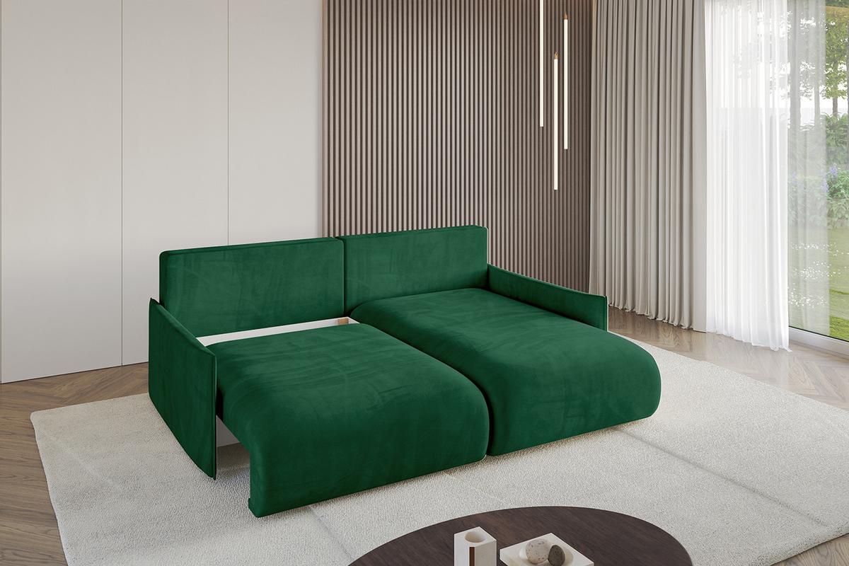 ECKSOFA Ottomane rechts ONESK-L-v1 216x177x72 Grün Velours - Grün, Holzwerkstoff/Kunststoff (177/216cm) - ALTDECOR