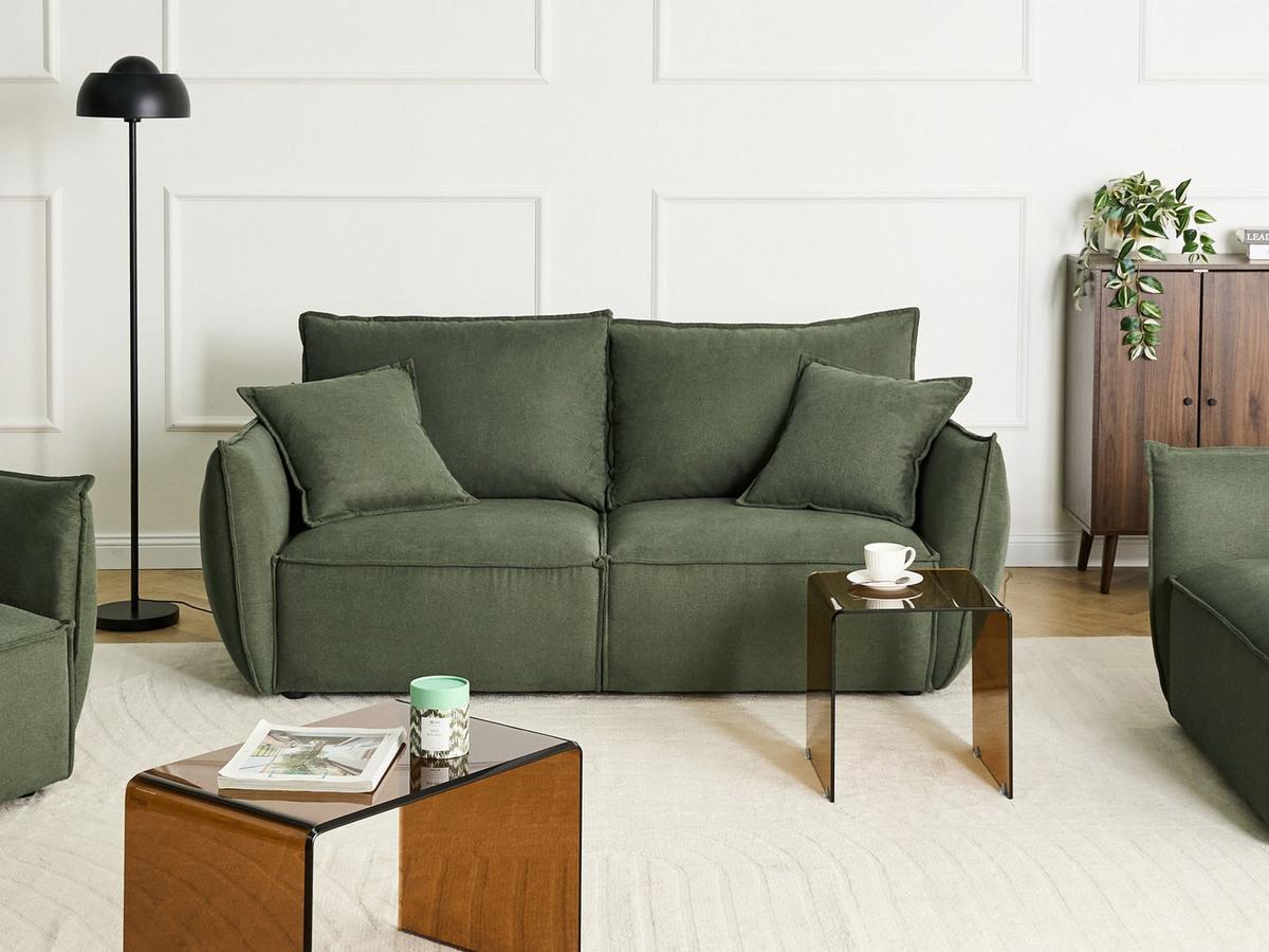 3-SITZER-SOFA Stoff Grün Kunes - Grün, Textil (190/82/92cm) - Beliani