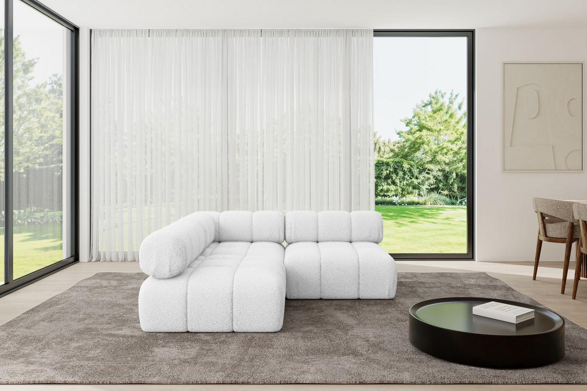 ECKSOFA modulares Sofa Samaro-L1 - 190x190x70 cm Weiß Bouclé - Weiß, Holzwerkstoff/Textil (190/190cm) - ALTDECOR