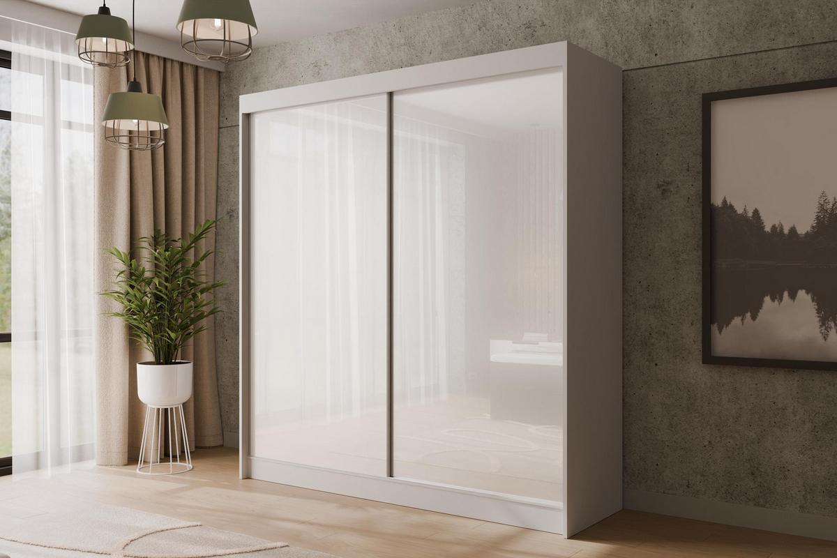 KLEIDERSCHRANK PEKA - 200 cm - Weiß - Weiß, Holzwerkstoff (200/215/61cm) - ALTDECOR