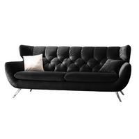 SOFA CHARME Schwarz Velvet - Schwarz, Textil (225/94/95cm) - KAWOLA