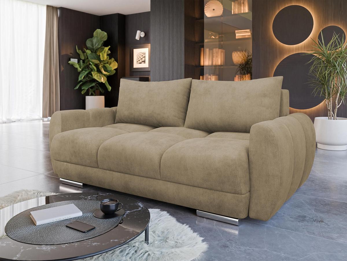 SOFA Logo 2 - Beige/Silberfarben, Holz/Kunststoff (186/89/97cm) - MIRJAN24