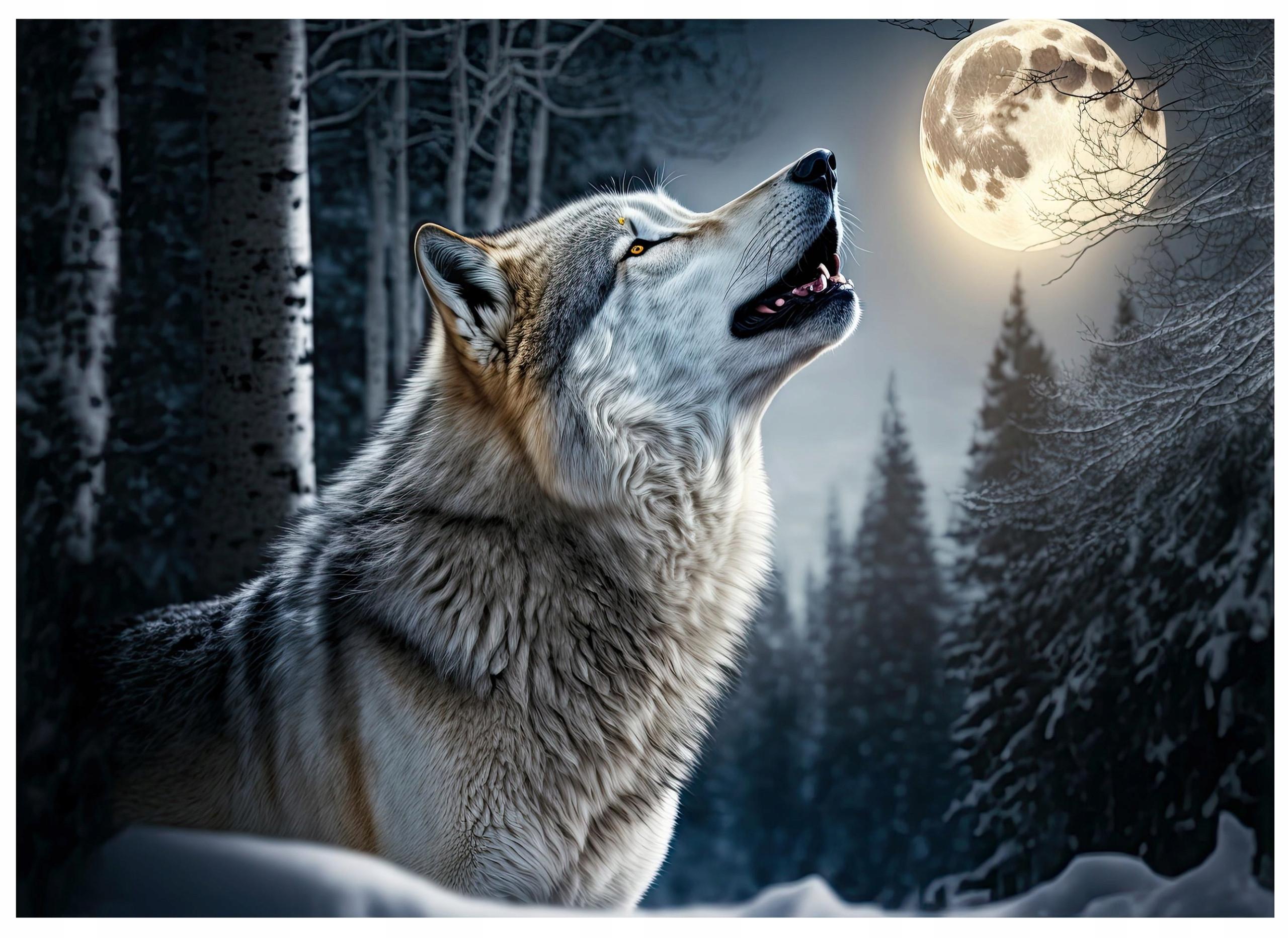 FOTOTAPETE Wolf Wald Tiere 150x105 - Multicolor, Papier (150/105cm) - Wallarena