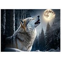 FOTOTAPETE Wolf Wald Tiere 150x105 - Multicolor, Papier (150/105cm) - Wallarena