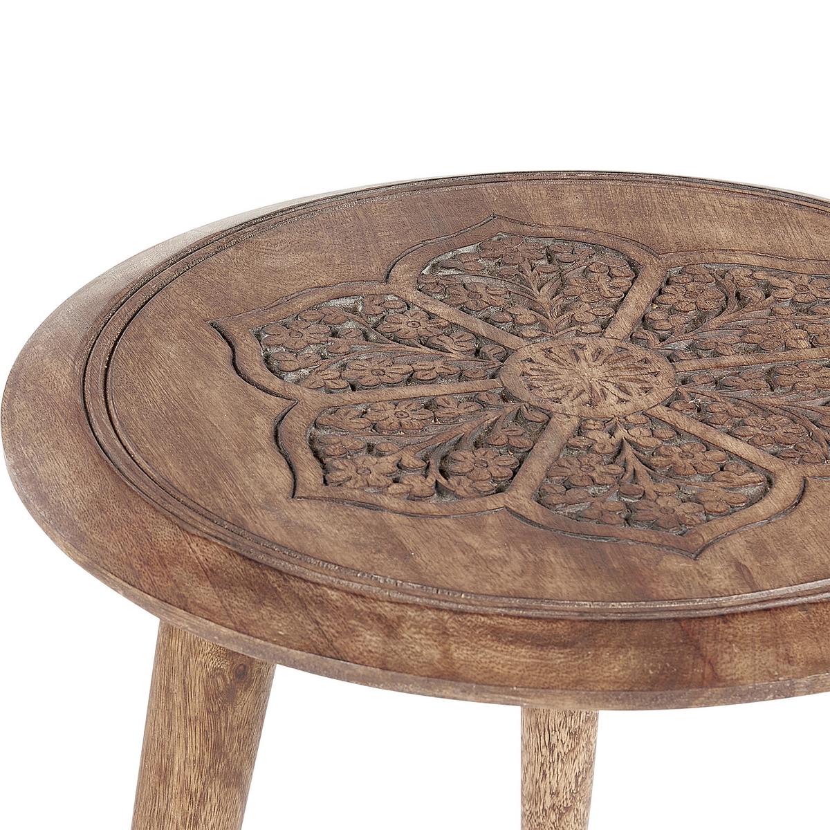 BEISTELLTISCH 2er-Set Mangoholz dunkelbraun rund Turua - Dunkelbraun, Holz (38/36/38cm) - Beliani