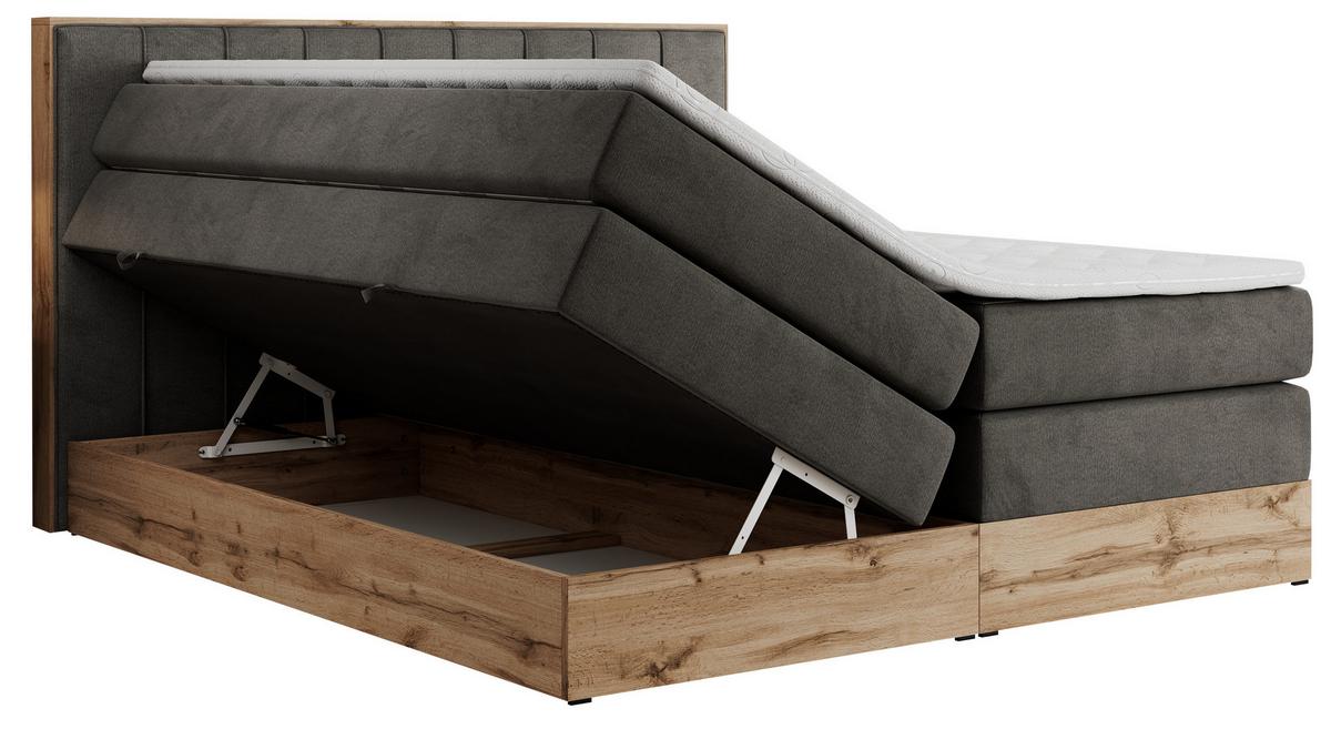 BOXSPRINGBETT BELLISSIMO KING 180/200 Dunkelgrau Velvet - H4 - Dunkelgrau, Holz/Textil (180/200cm) - MKS