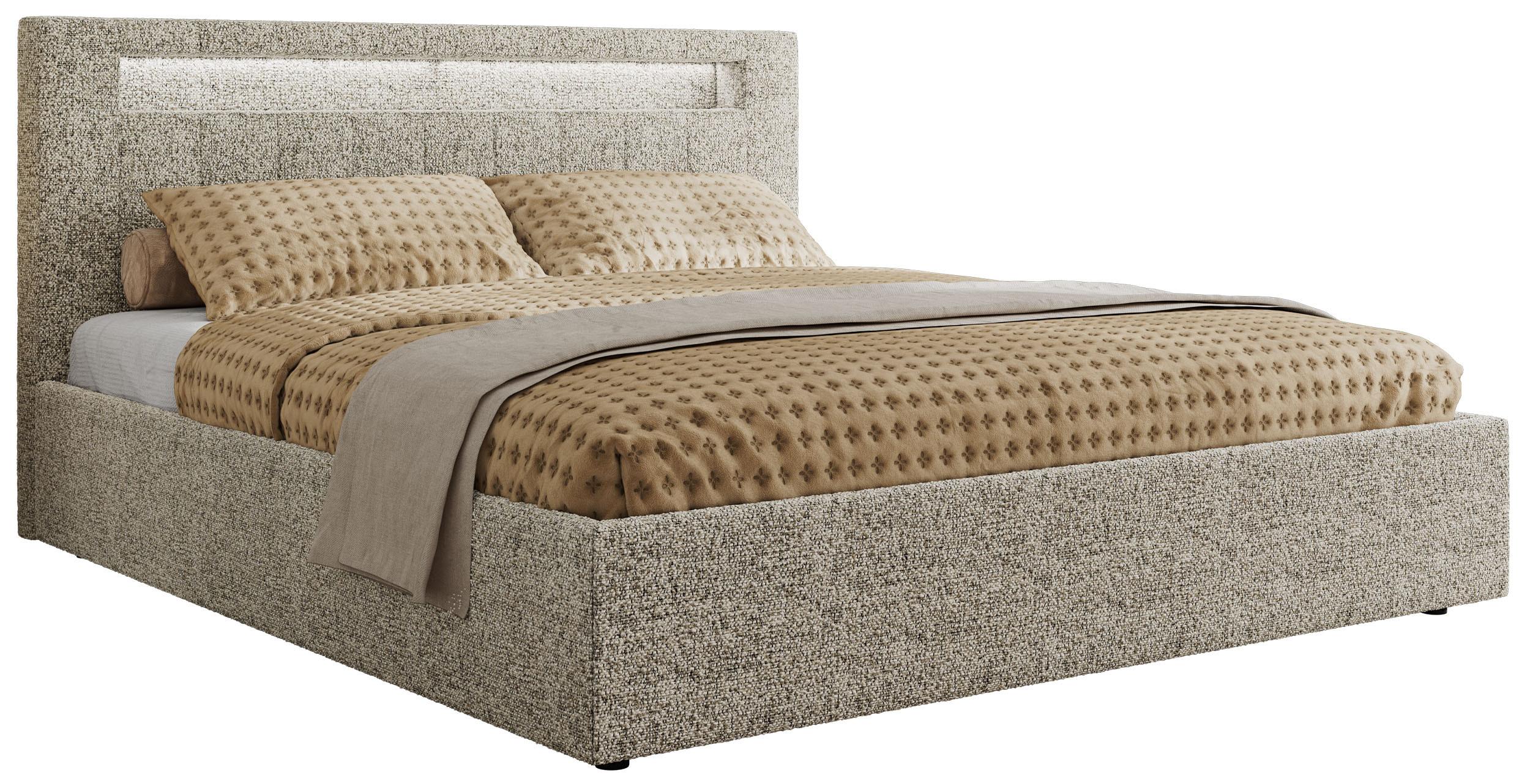 POLSTERBETT GOLD 5 CLASSIC 200/200 - Beige Strukture - Pocket-Matratze - Beige, Textil (200/200cm) - MKS