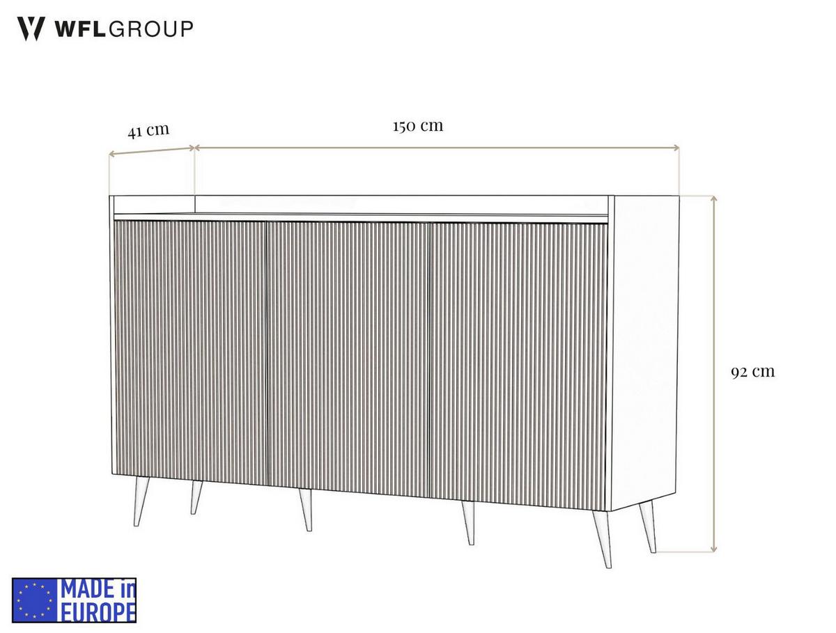 SIDEBOARD Arysa in Beige Kaschmir 92/150/41 cm - Kaschmir/Beige, Holzwerkstoff/Metall (150/92/41cm) - WFL GROUP