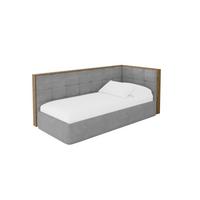 EINZELLBETT Jugendbett mit Bettkasten und Matratze H3/H4, Links - SOVY 80x200 Grau - Hellgrau, Holzwerkstoff/Textil (80/200cm) - ALTDECOR