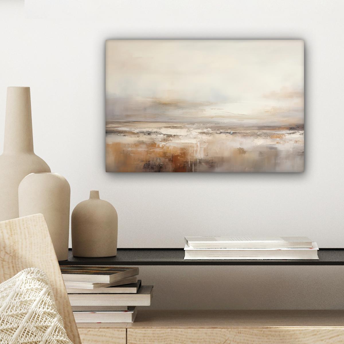 LEINWANDBILD Kunst - Industriell - Grau - Braun - Abstrakt Deko Schlafzimmer 30x20 cm - Sandfarben, Textil (30/20cm) - MuchoWow